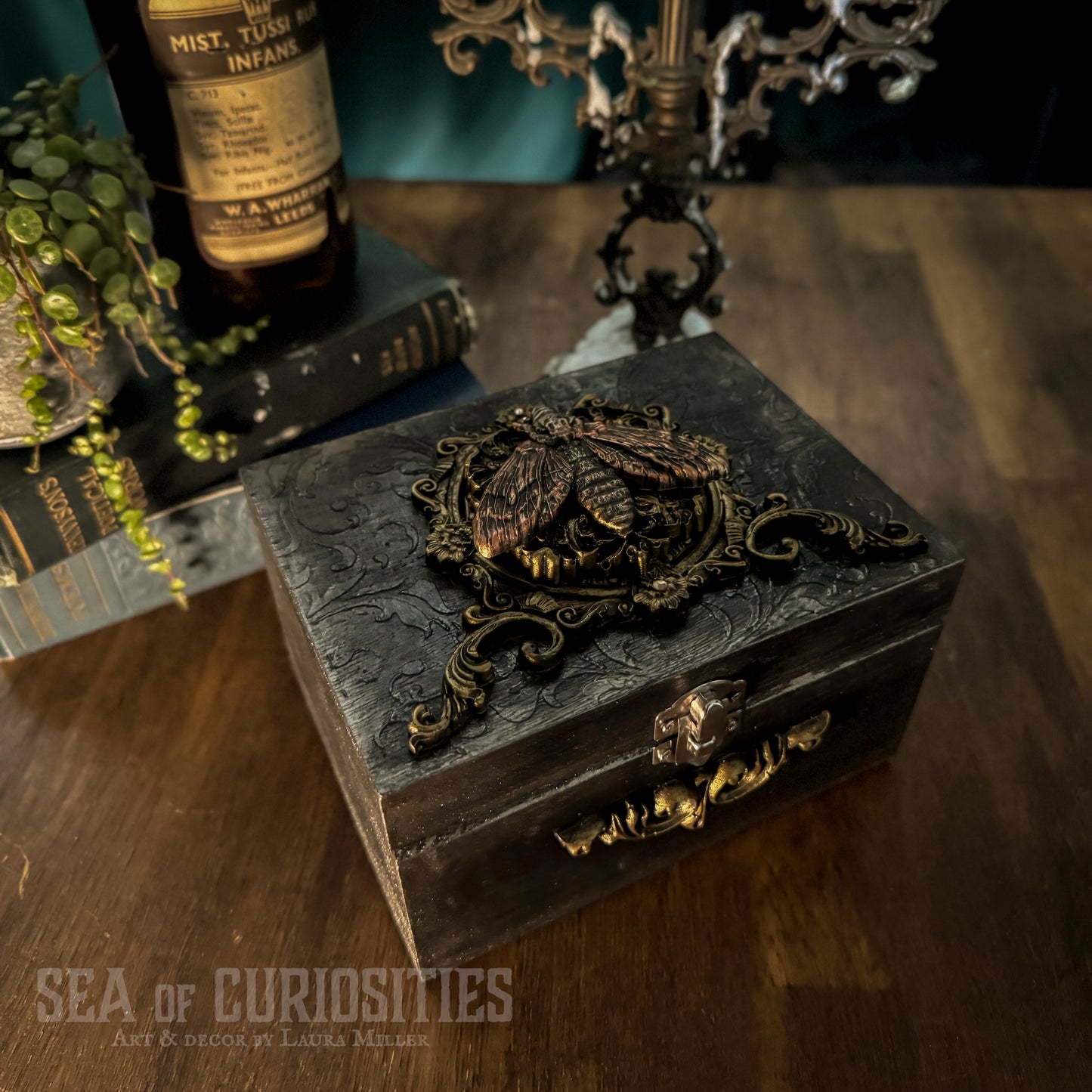 Gothic Moth Ornamental Trinket Box for Jewellery & Keepsakes