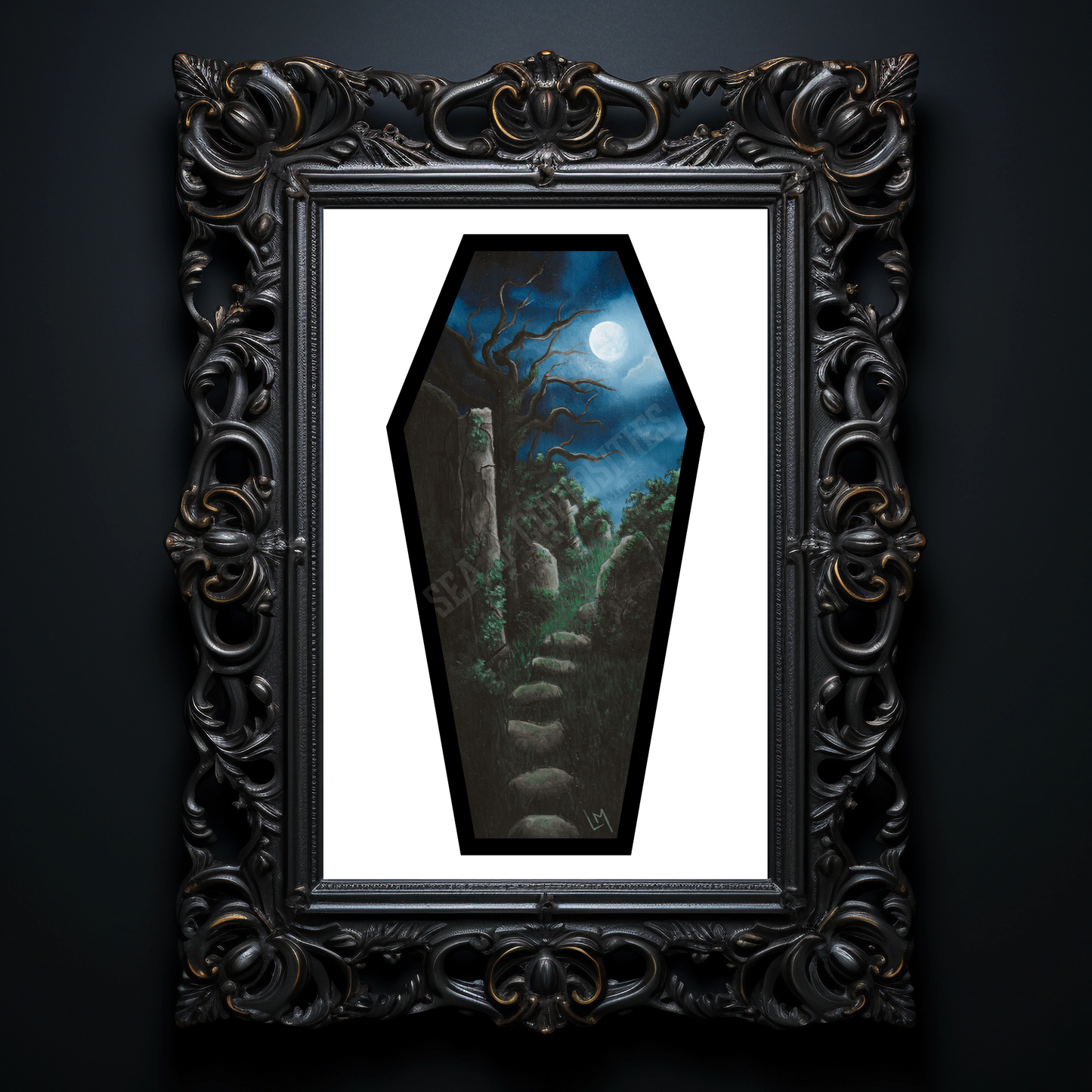 Moonlit embrace of forgotten souls - Forgotten Tombs series - Art Print