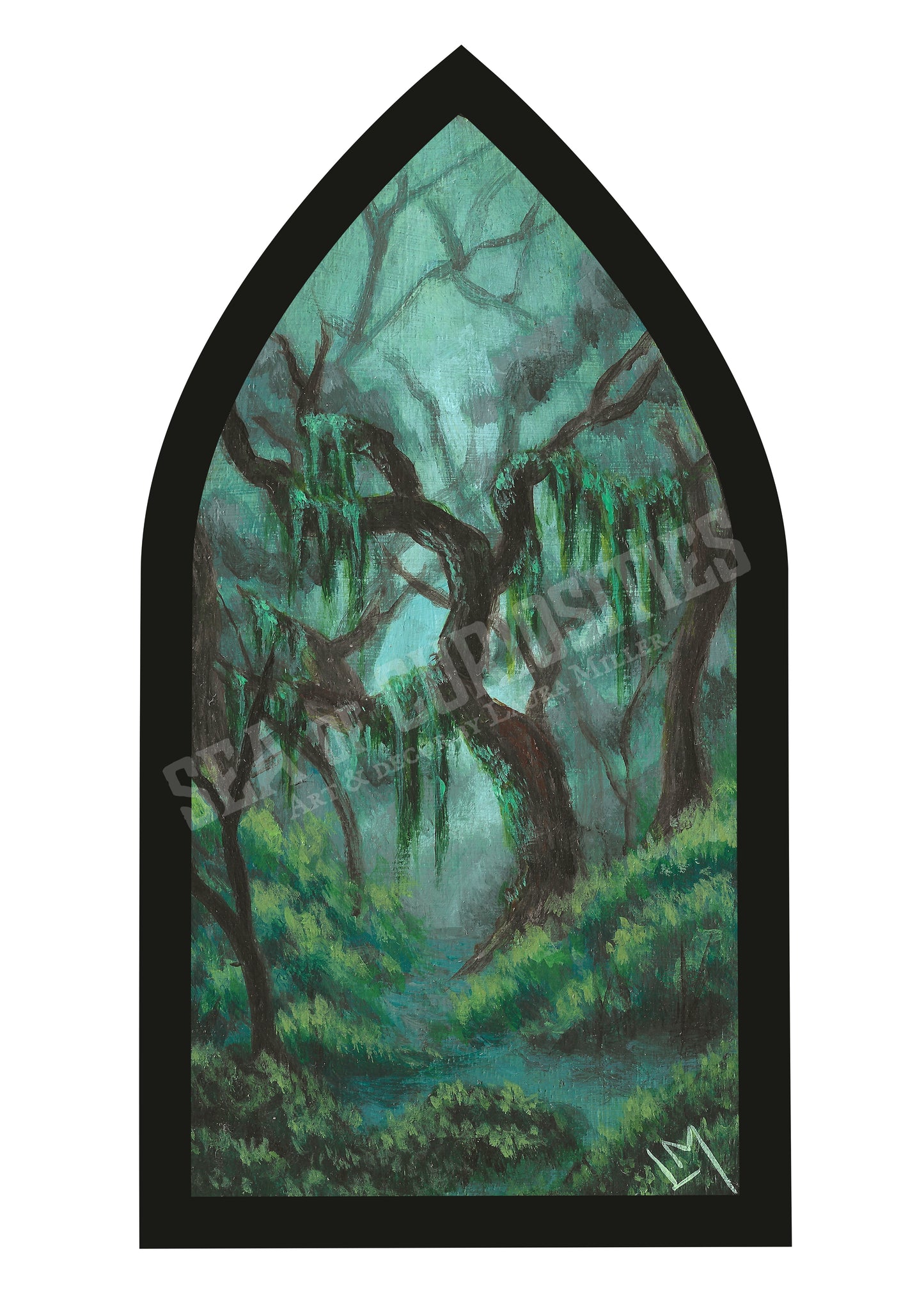Gloomy Grove Gothic Window Art Print