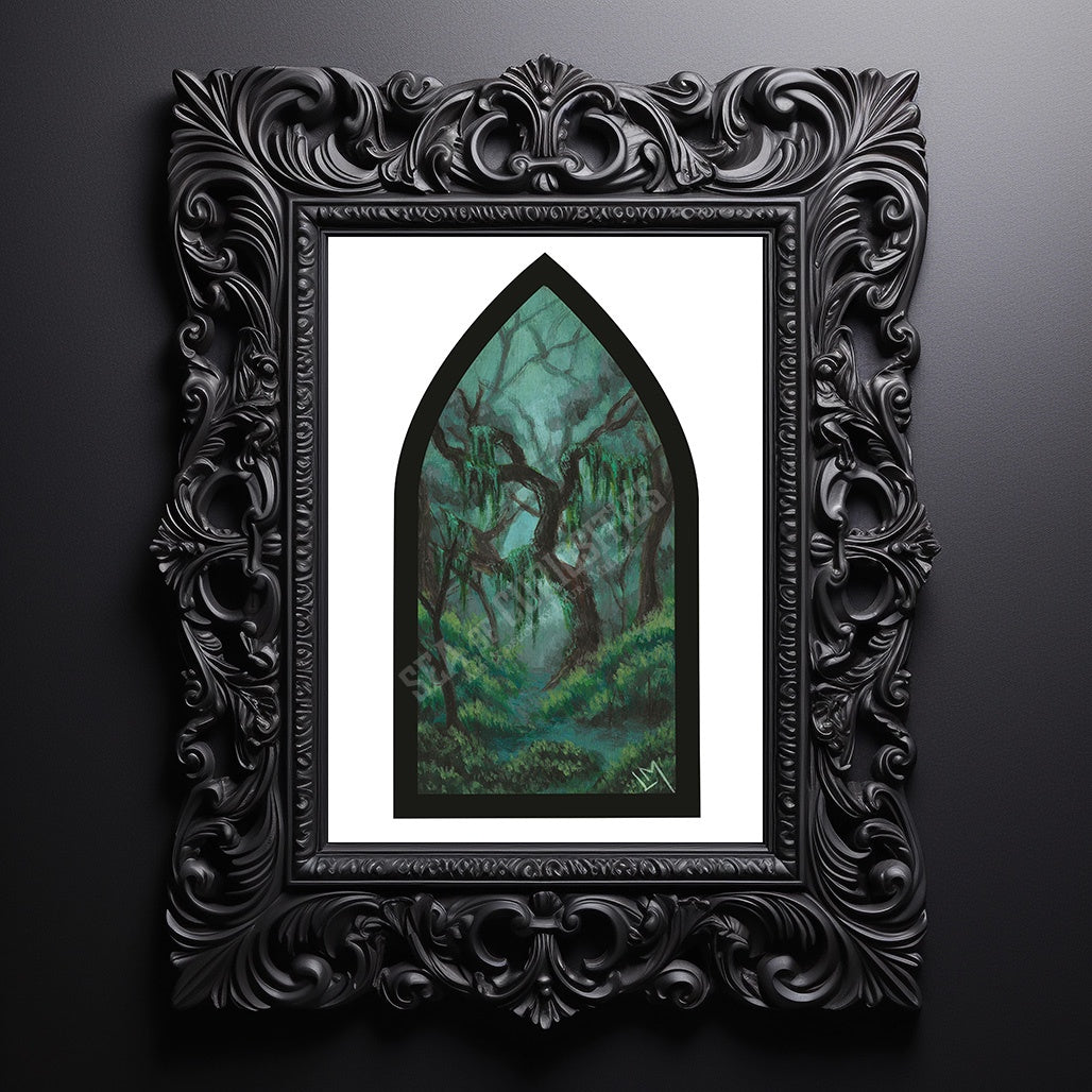 Gloomy Grove Gothic Window Art Print