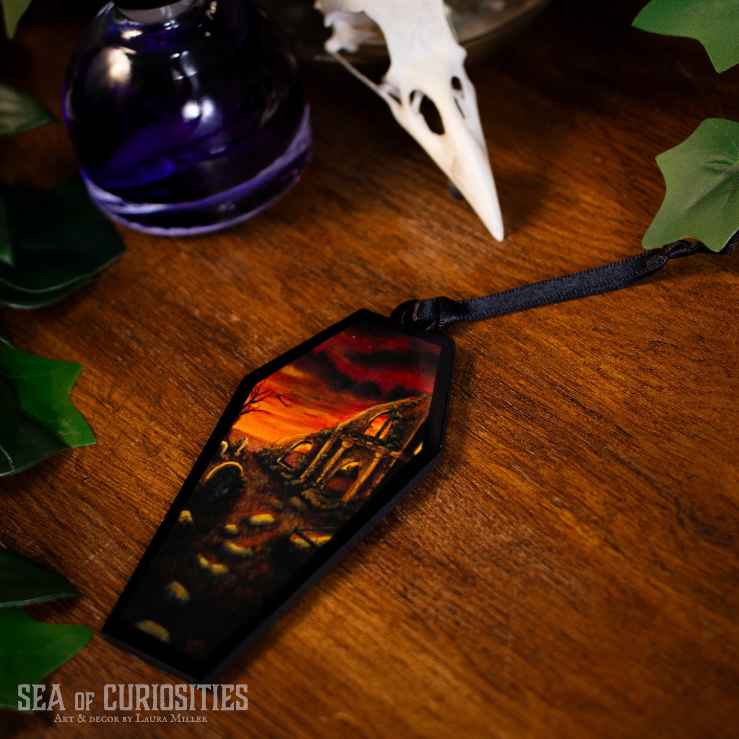 Suns Farewell Amongst Ruined Reverence - Gothic Coffin Hanging Decoration