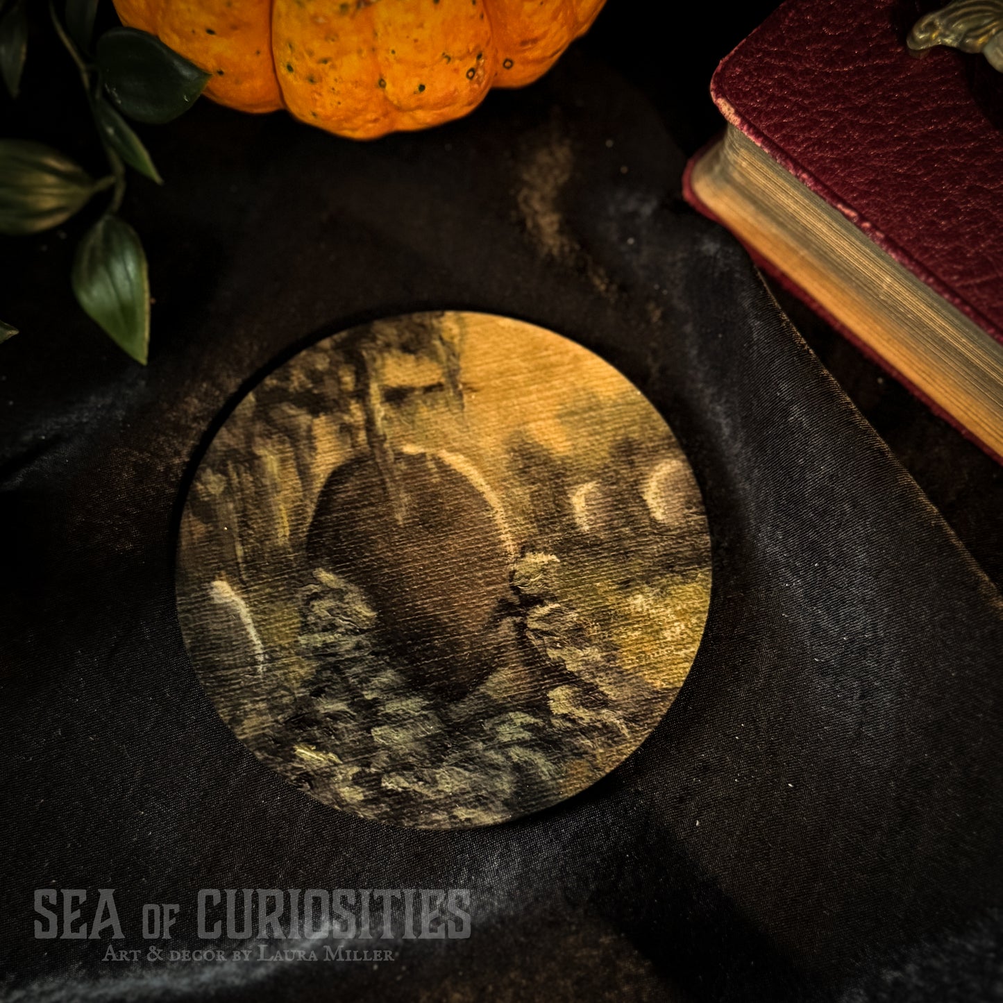 Quiet Overgrowth - Gothic Graveyard Wooden Homeware Coaster