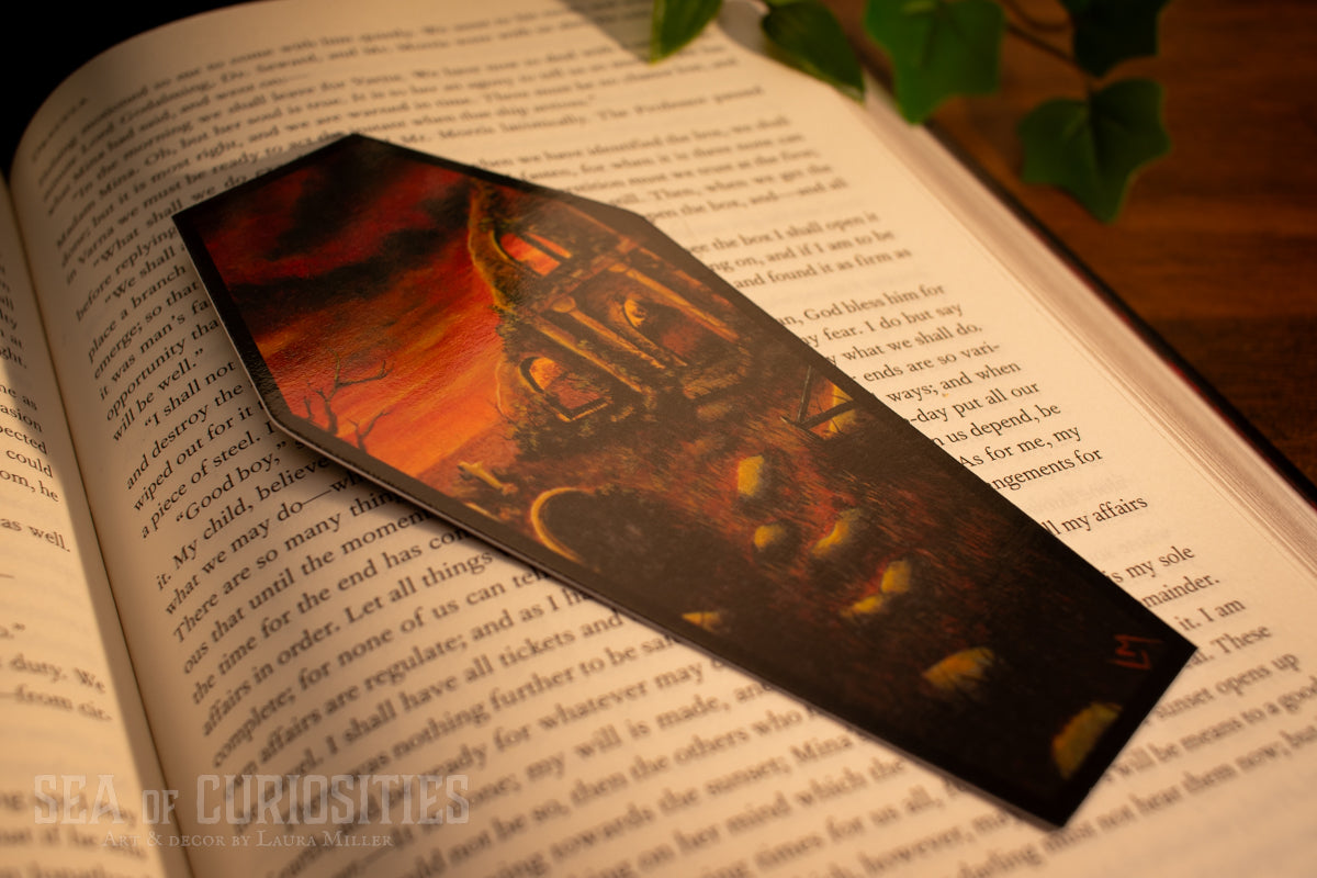 Suns farewell amongst ruined reverence - Forgotten Tombs series - Coffin Shaped Bookmark
