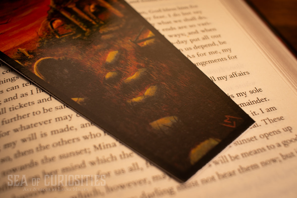 Suns farewell amongst ruined reverence - Forgotten Tombs series - Coffin Shaped Bookmark