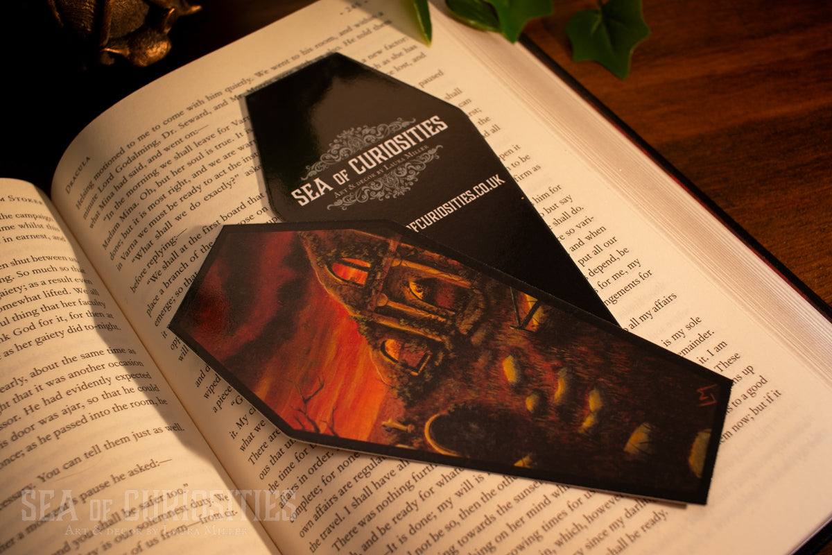 Suns farewell amongst ruined reverence - Forgotten Tombs series - Coffin Shaped Bookmark