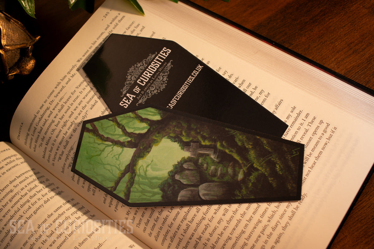 Verdant veil of lost remembrance - Forgotten Tombs series - Coffin Shaped Bookmark