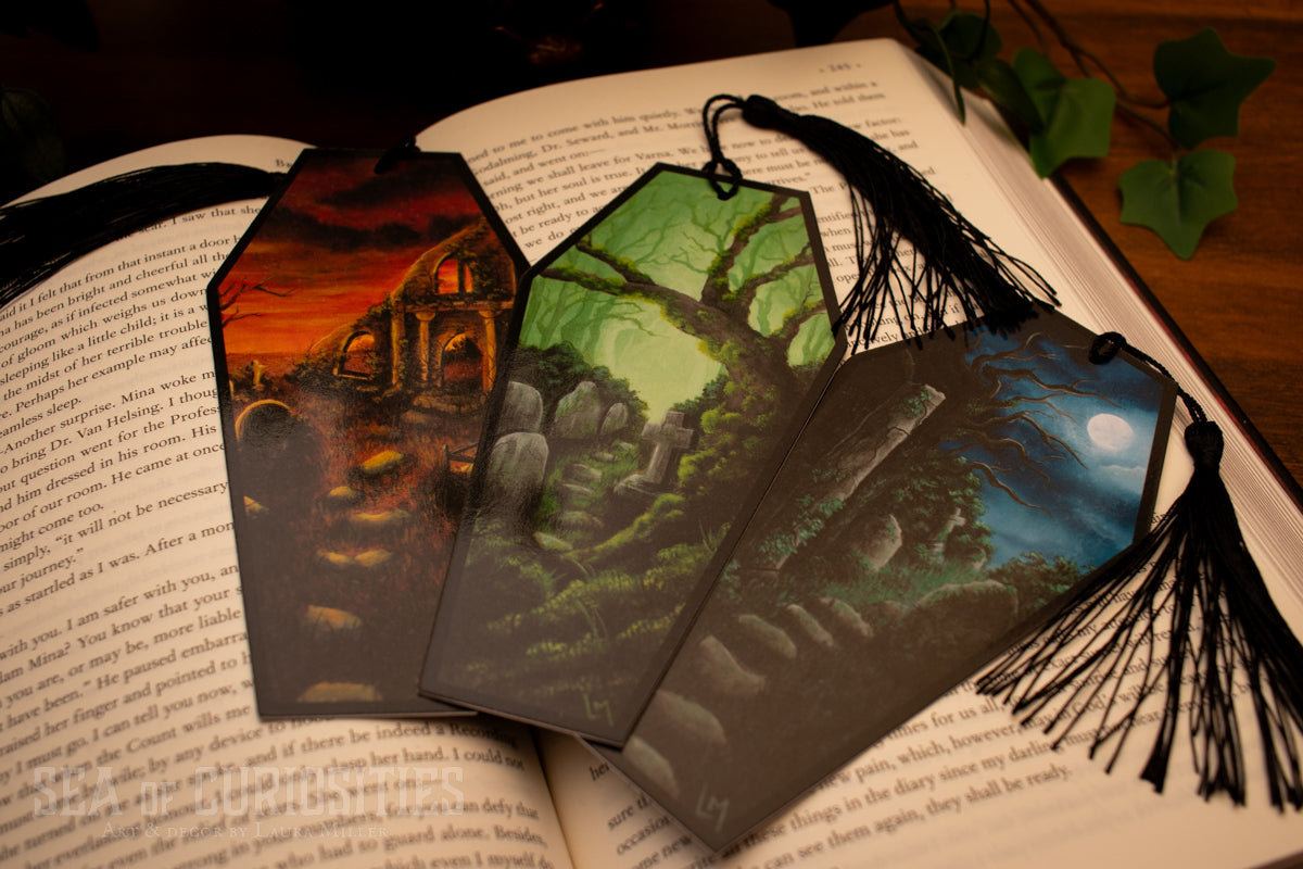 Set of 3 - Forgotten Tombs series - Coffin Shaped Bookmarks