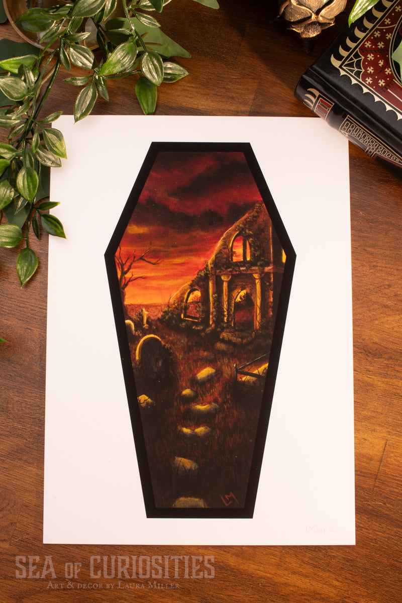 Suns farewell amongst ruined reverence - Forgotten Tombs series - Art Print