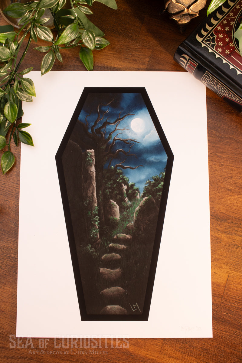 Moonlit embrace of forgotten souls - Forgotten Tombs series - Art Print