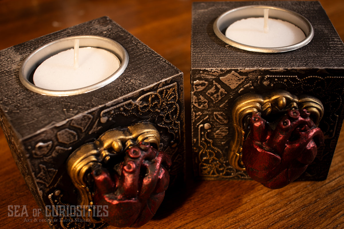 Anatomical Heart - Gothic/Witchy Tealight Holders (sold individually)