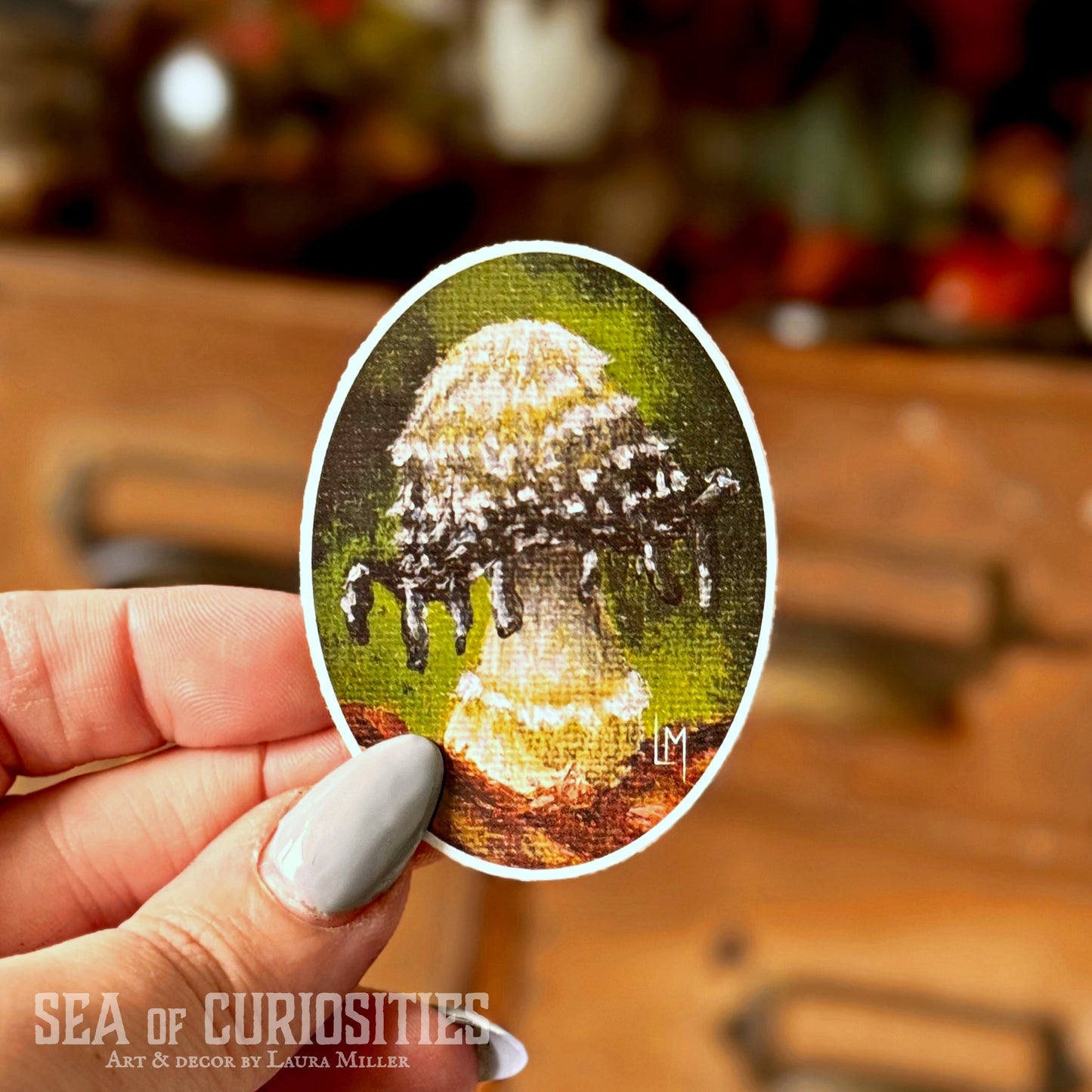 Inky Death Cap Mushroom Vinyl Sticker