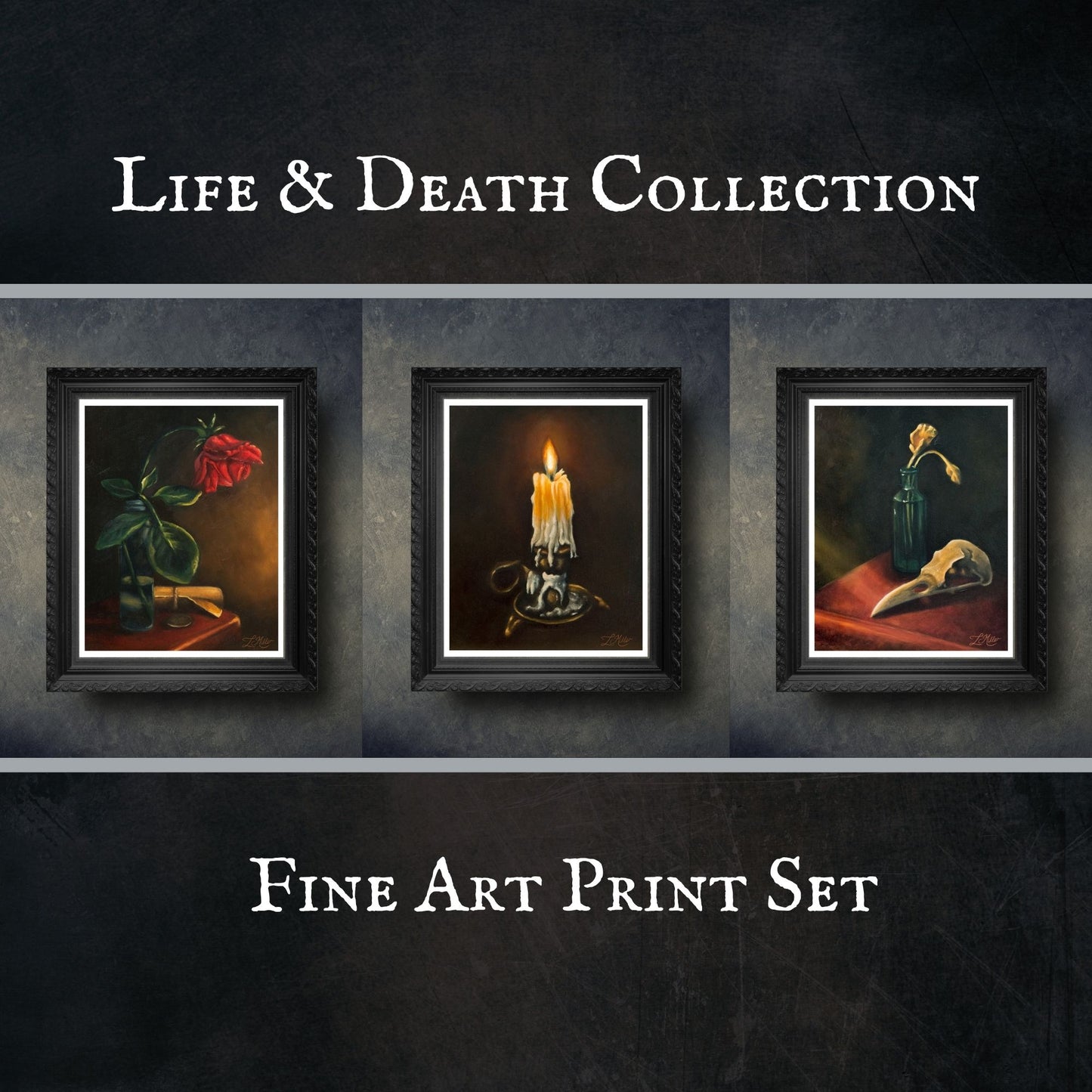 Life & Death Collection 8"x10" Fine Art Print Set - Still Life Painting in Gothic & Baroque style