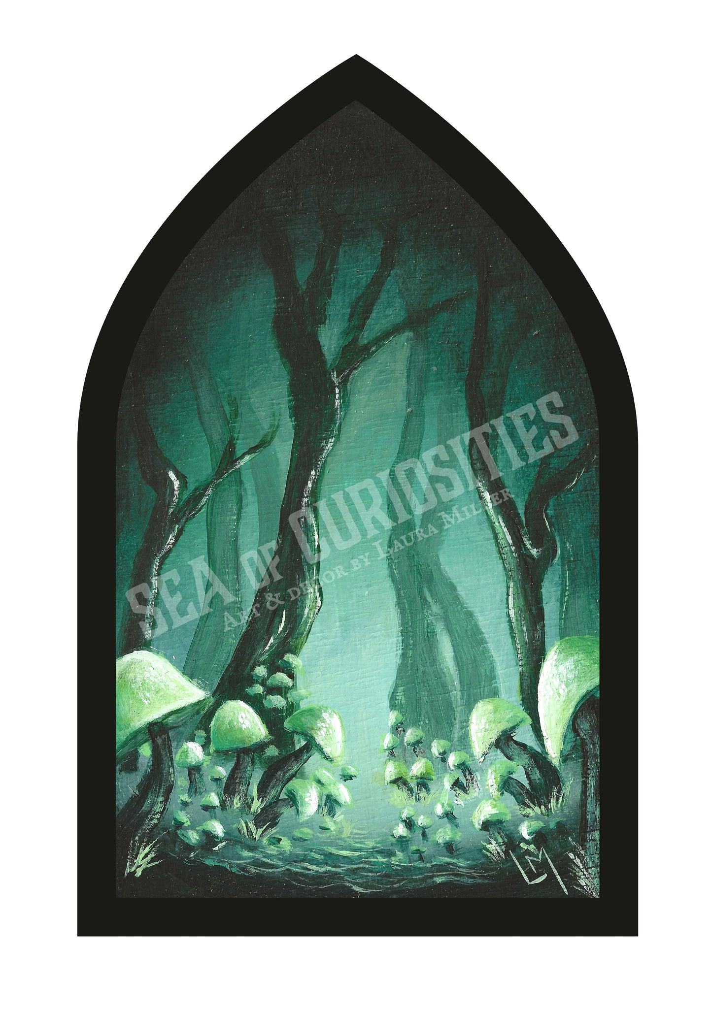 Luminescent Forest Gothic Window Art Print