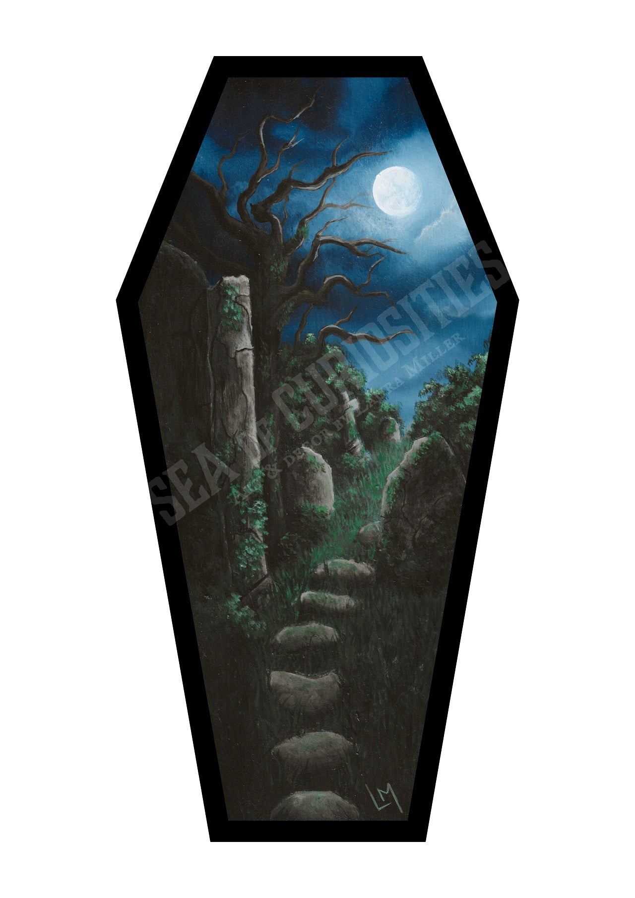 Moonlit embrace of forgotten souls - Forgotten Tombs series - Coffin Shaped Bookmark