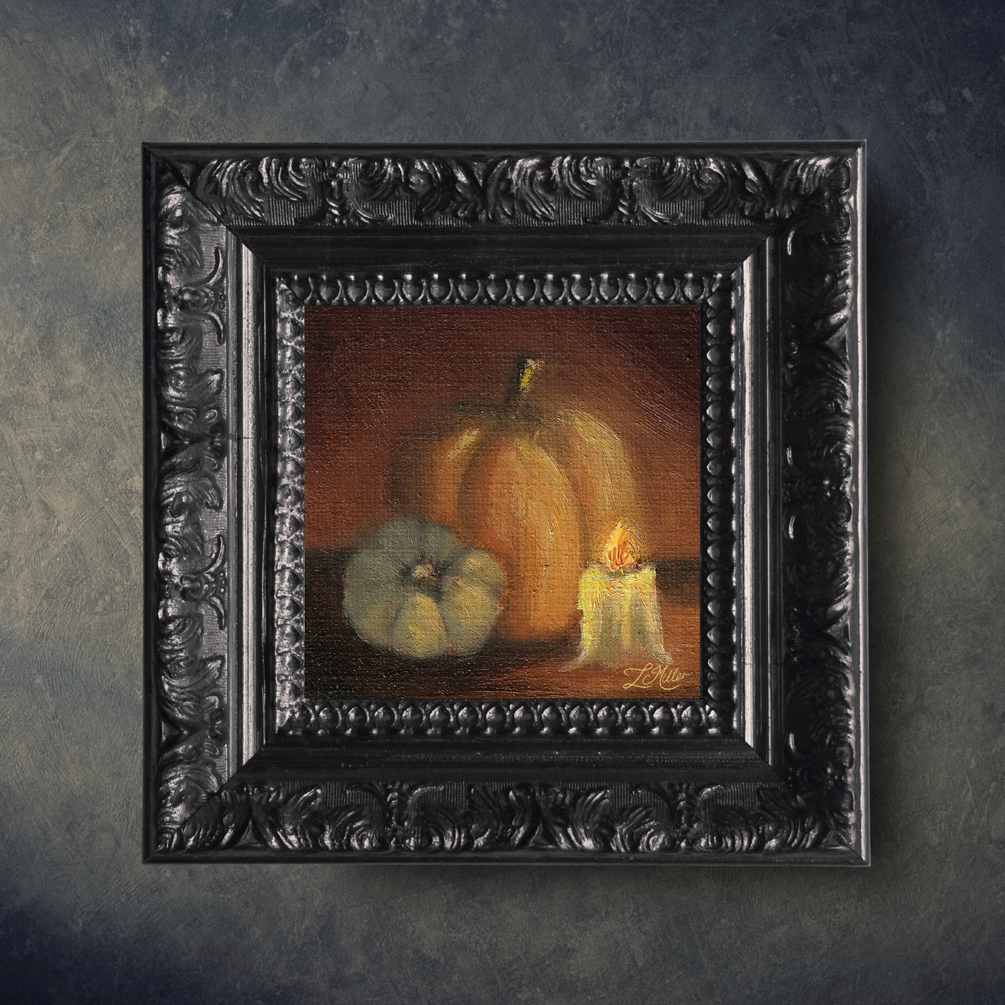 Pumpkins in Candlelight - Moody Gothic Halloween Fine Art Print