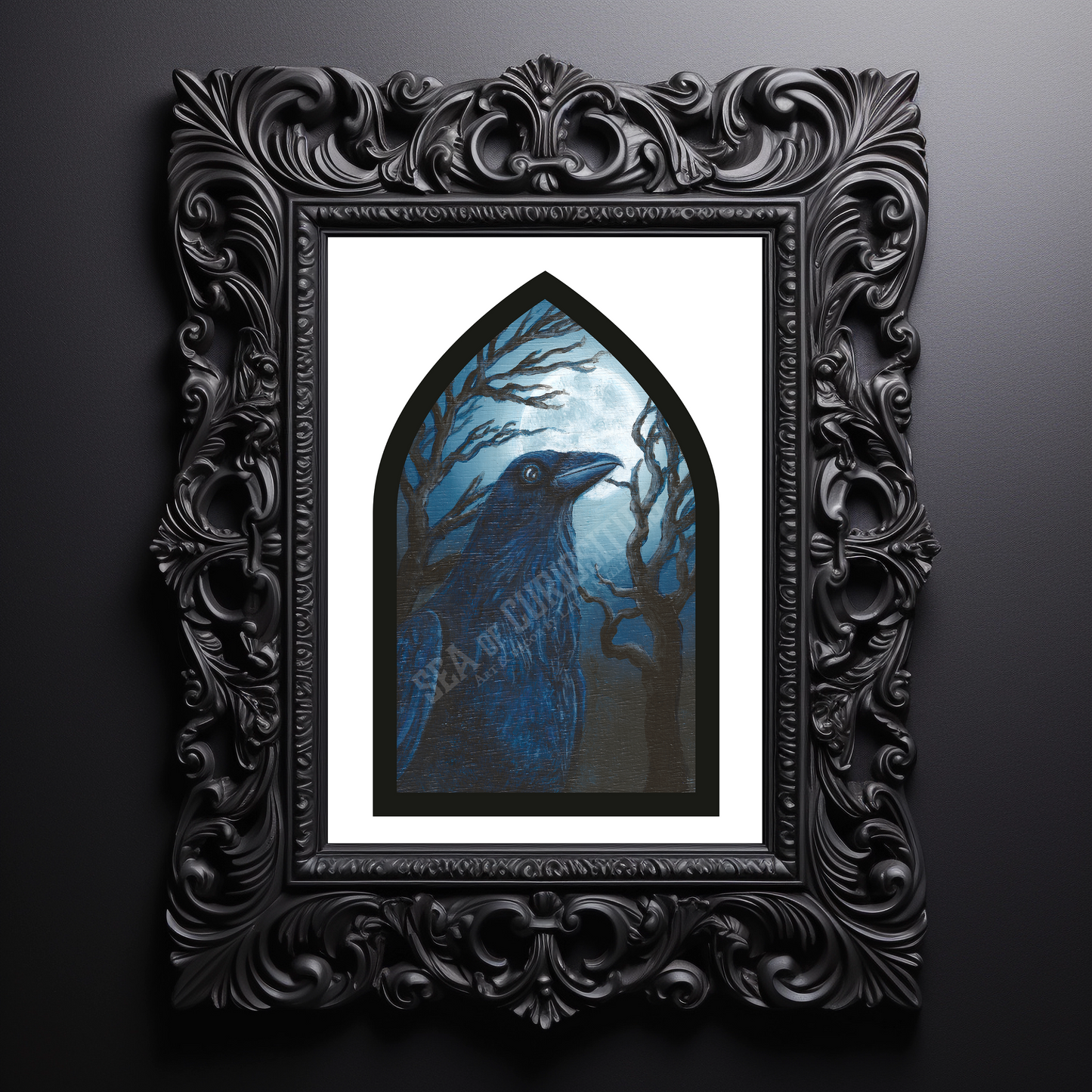 The Raven Gothic Window Art Print