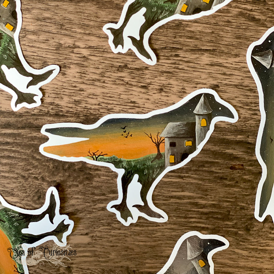 Haunted Castle Raven Vinyl Sticker