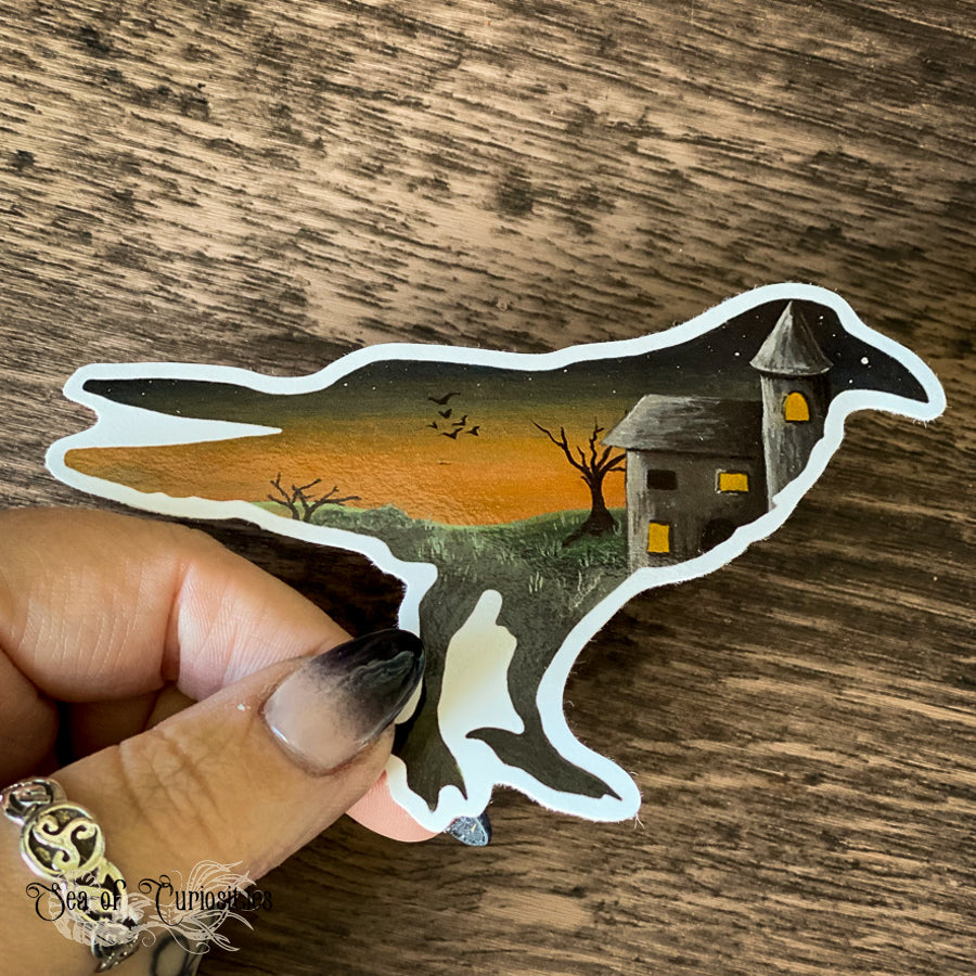 Haunted Castle Raven Vinyl Sticker