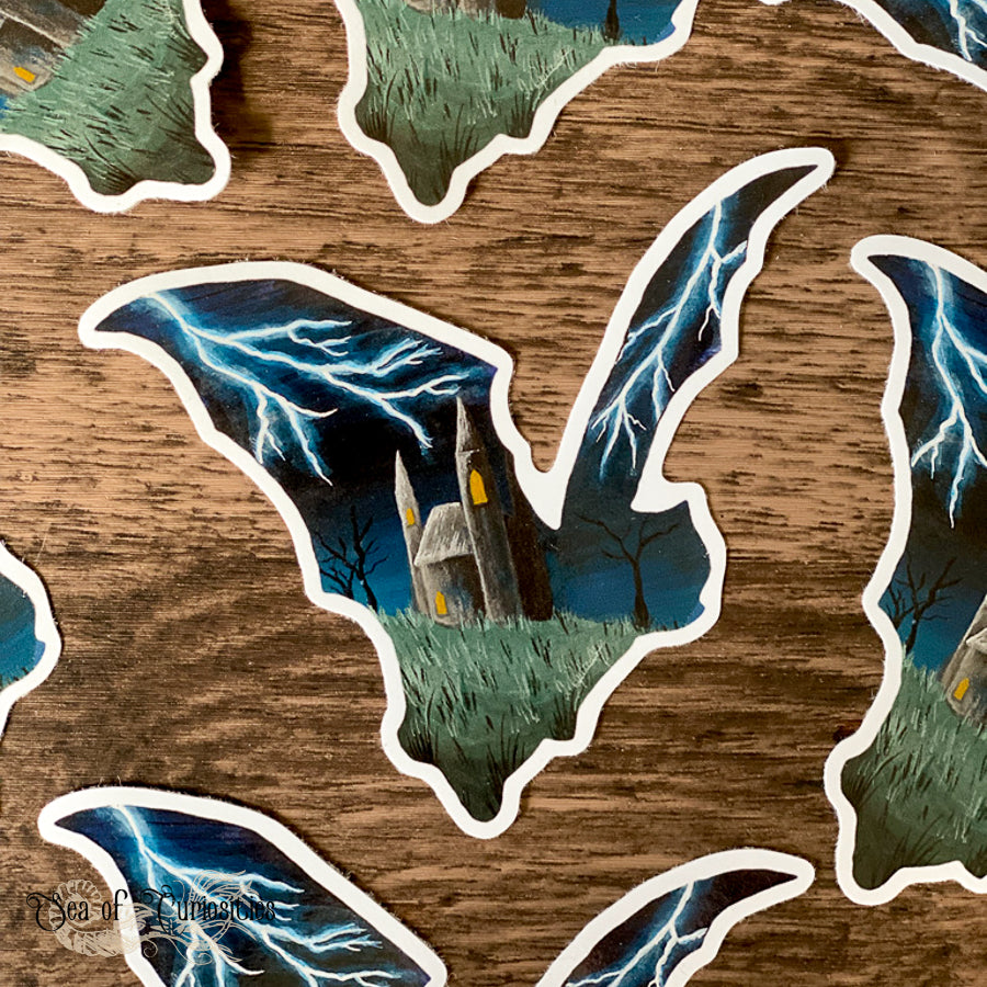 Haunted Castle Bat Vinyl Sticker