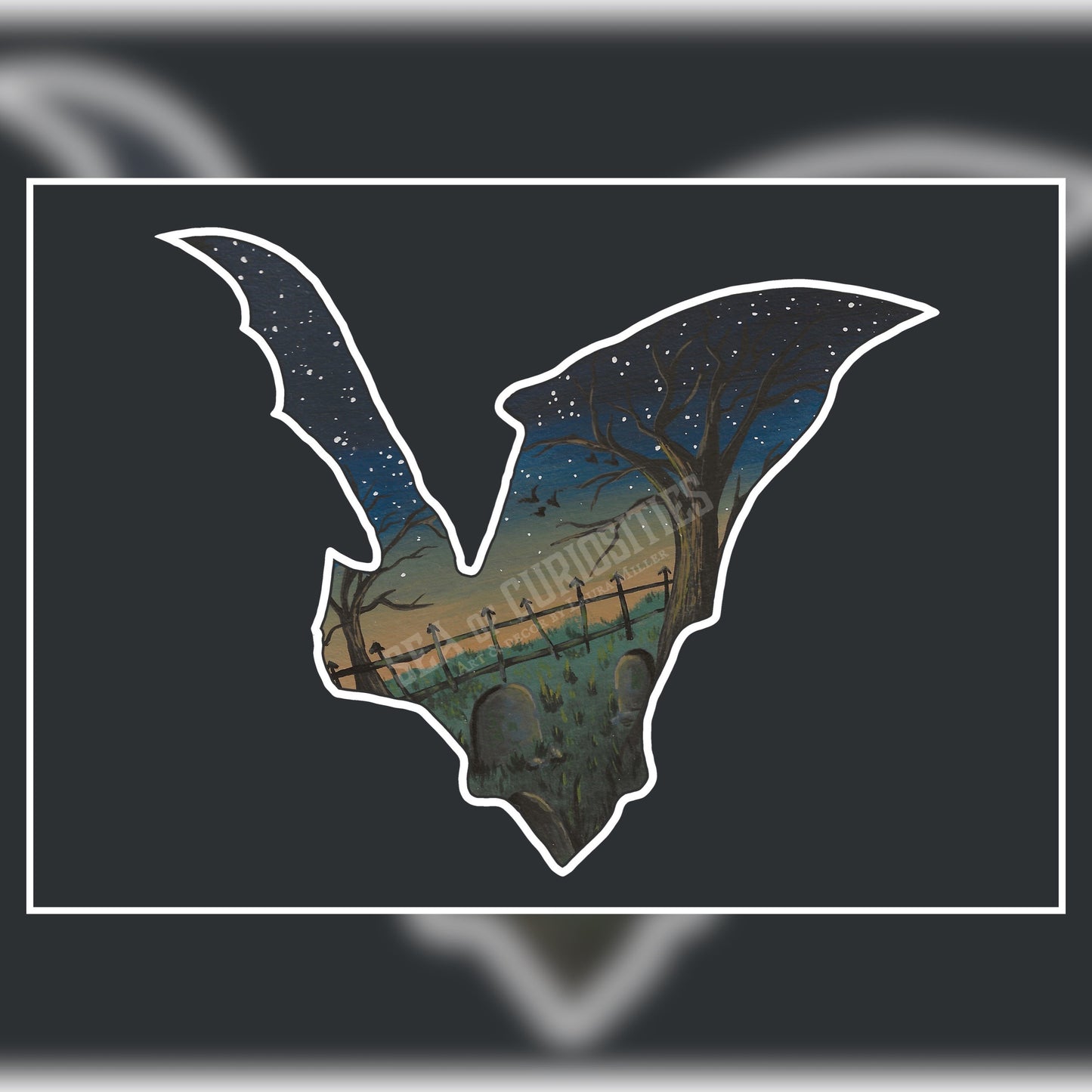Haunted Graveyard Bat - Art Print