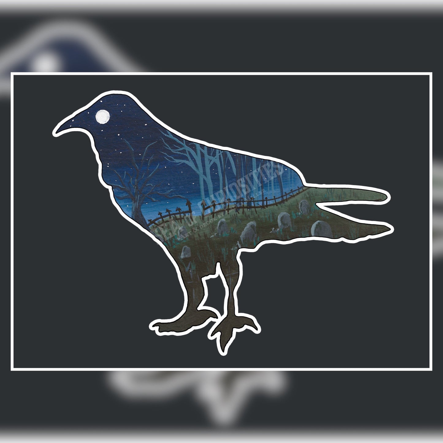 Haunted Graveyard Raven - Art Print