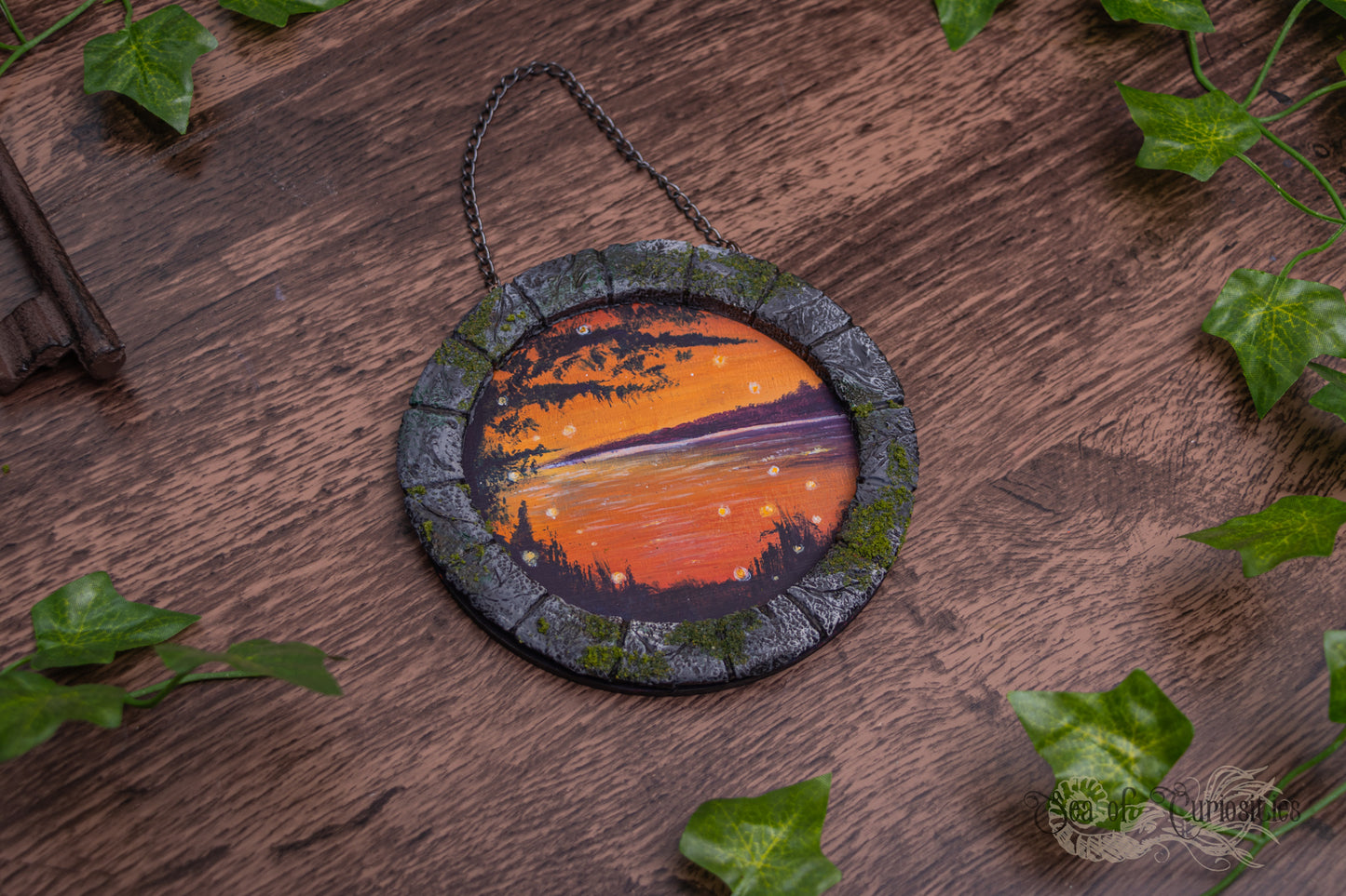 Sunset Lake - Windowscape - Original painting and frame