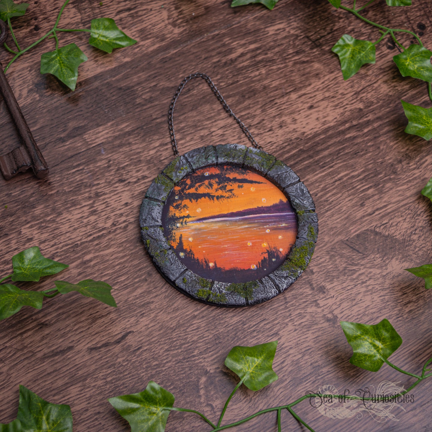 Sunset Lake - Windowscape - Original painting and frame