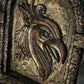 Gothic Stone Arch Window Wall Art – Medieval Griffin Head Sculpture - Brown Stone