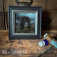 Stormy Skies & Ruins - Framed 4"x4" Original Oil Painting of Medieval Ruins Landscape