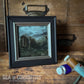 Overgrown Ruins - Framed 4"x4" Original Oil Painting of Medieval Ruins Landscape