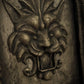 Gothic Stone Arch Window Wall Art – Medieval Lion Head Sculpture - Grey Stone