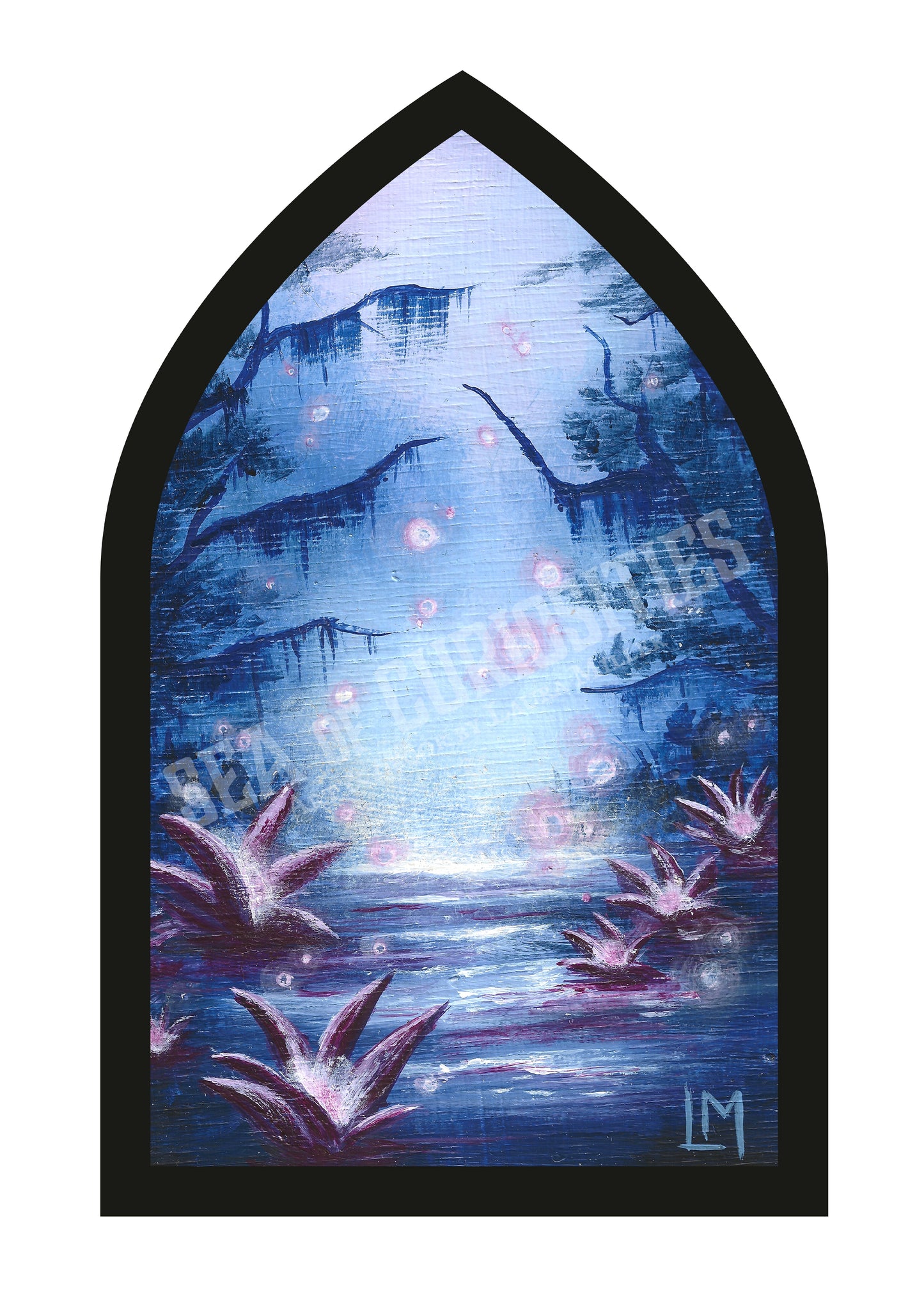 Enchanted Waters Gothic Window  Art Print