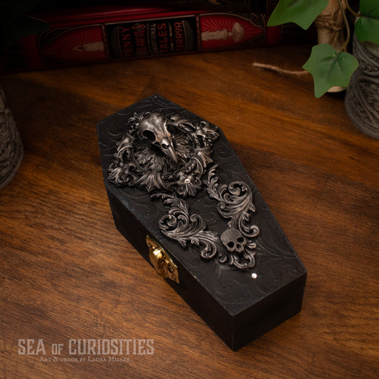 Death's Embrace - Wooden Coffin Trinket/Jewellery Box