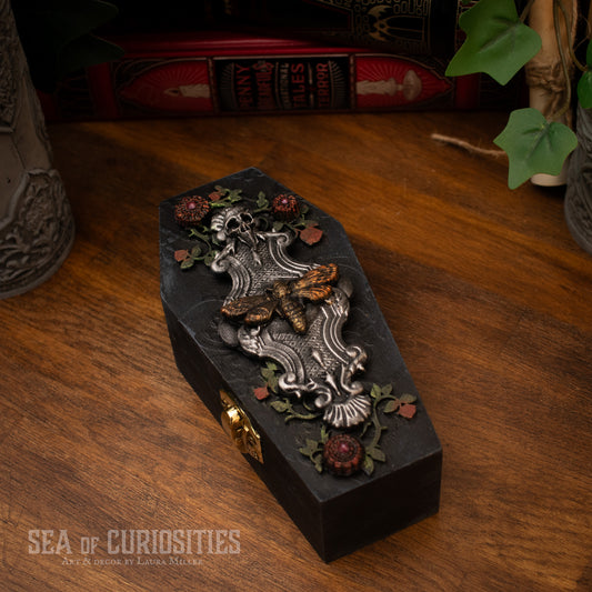 Mourning Wings - Wooden Coffin Trinket/Jewellery Box