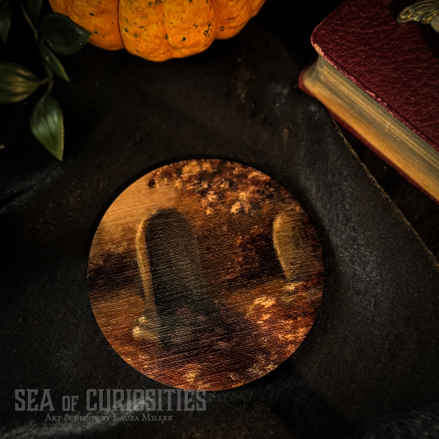 Amber Mourning - Gothic Graveyard Wooden Homeware Coaster