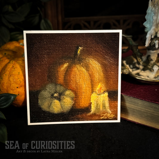 Pumpkins in Candlelight - Moody Gothic Halloween Fine Art Print
