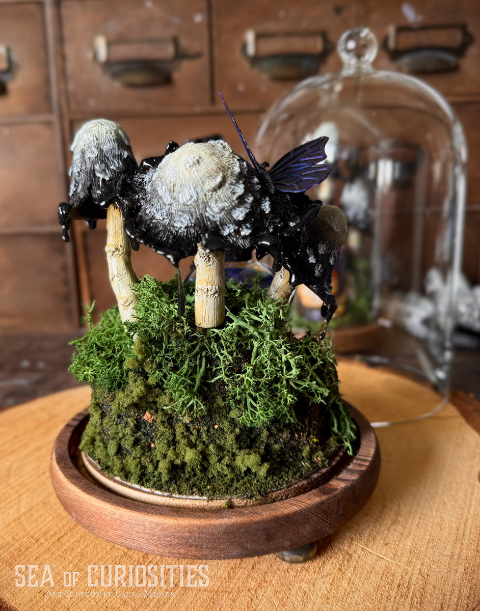 Deadly Nightshade Inky Cap Forestcore Glass Cloche