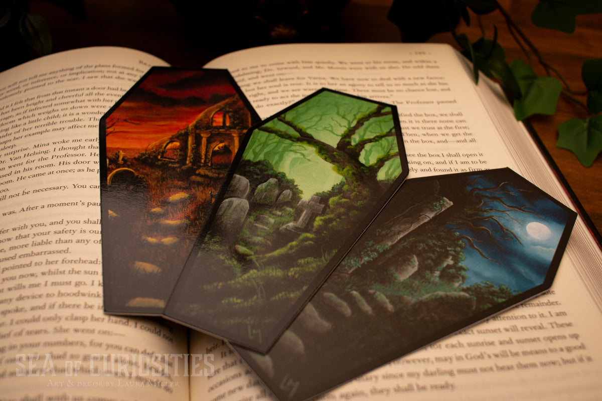 Set of 3 - Forgotten Tombs series - Coffin Shaped Bookmarks
