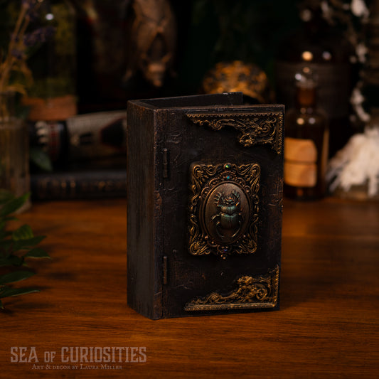 Book of Resurrection - Scarab Beetle Small Book Trinket/Jewellery Box