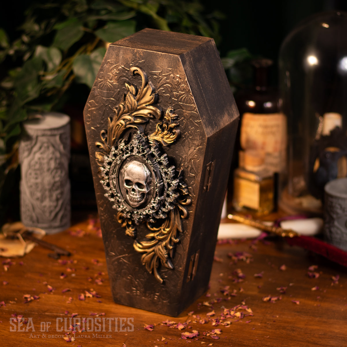 Love is dead - Large Wooden Coffin Trinket/Jewellery Box