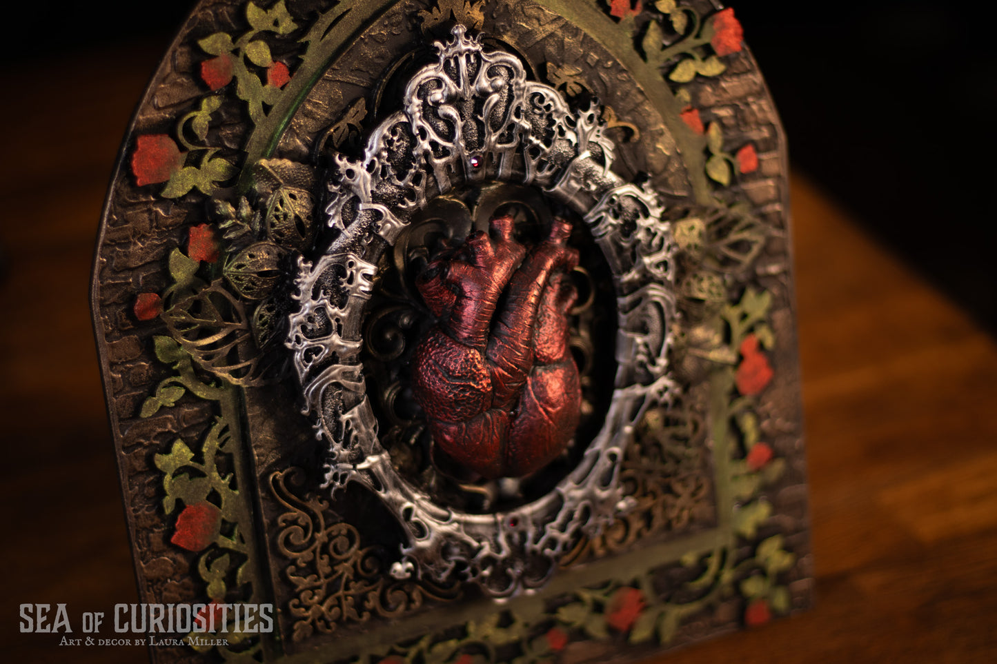 Heart Ornate Arch Mixed Media Gothic Wall Art