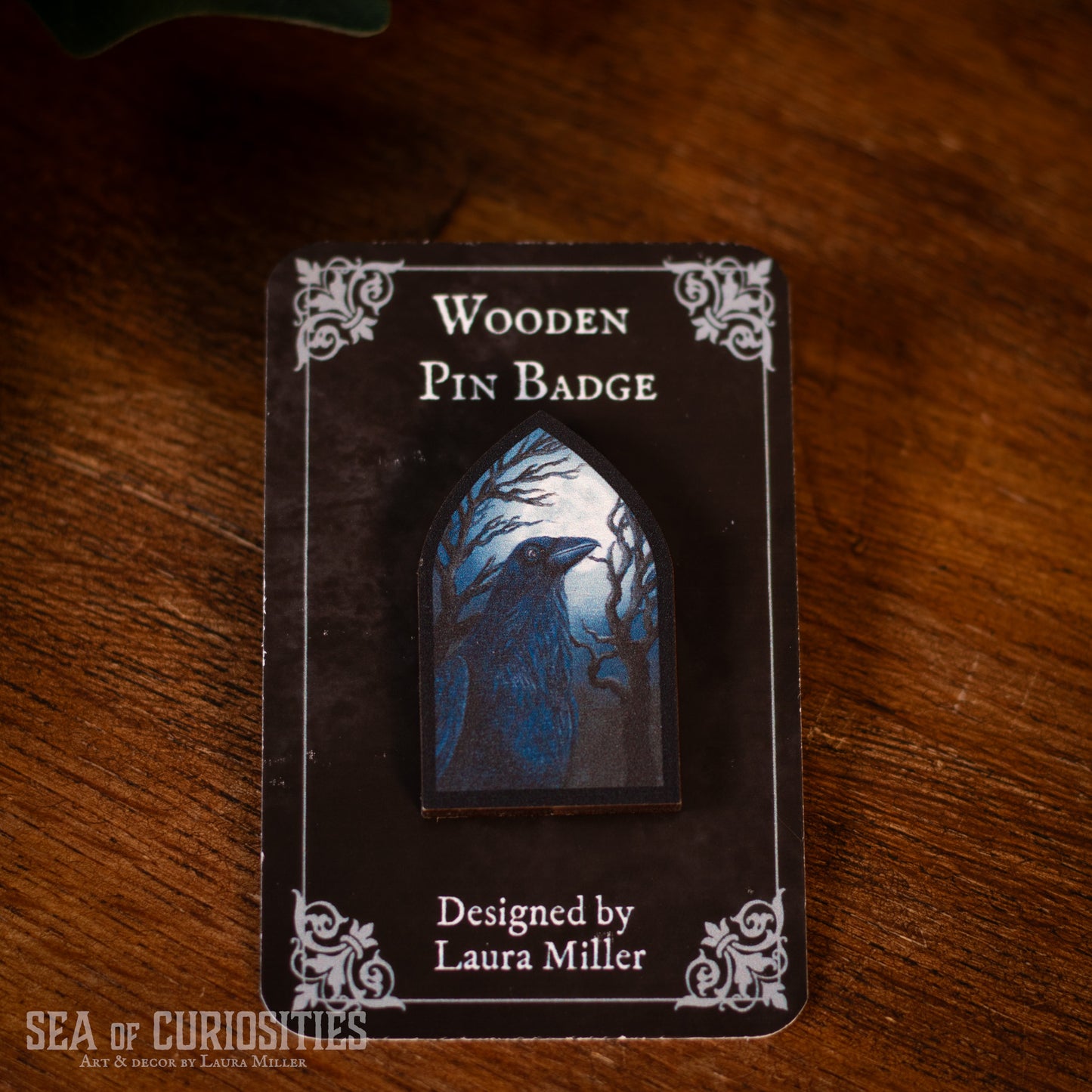 The Raven - Wooden pin badge