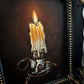 "Kindle" - Framed Original 8" x 10" Oil Painting of a Candle in Gothic & Baroque style