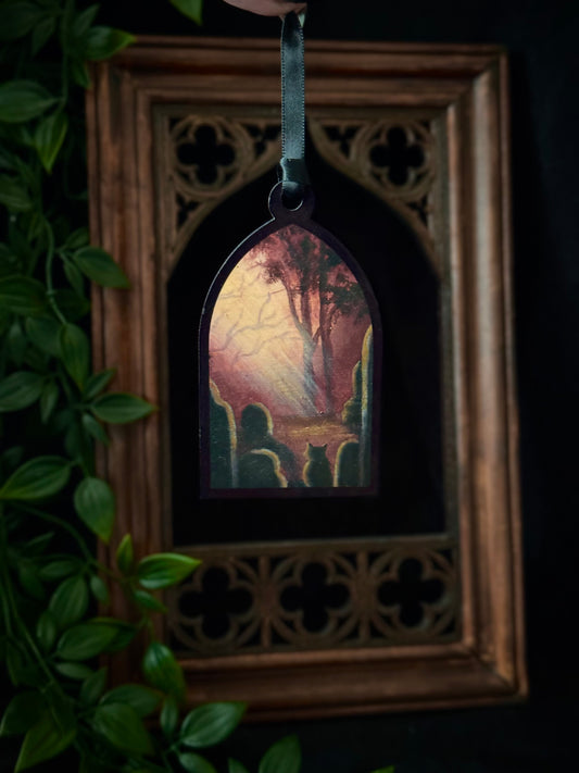 Shadow of Solitude - Gothic Arch Window Hanging Decoration