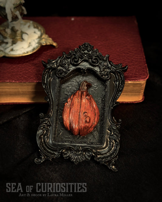 Pumpkin Gothic Framed Wall Art – Small black Frame