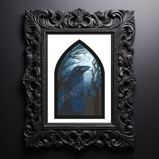 The Raven Gothic Window Art Print