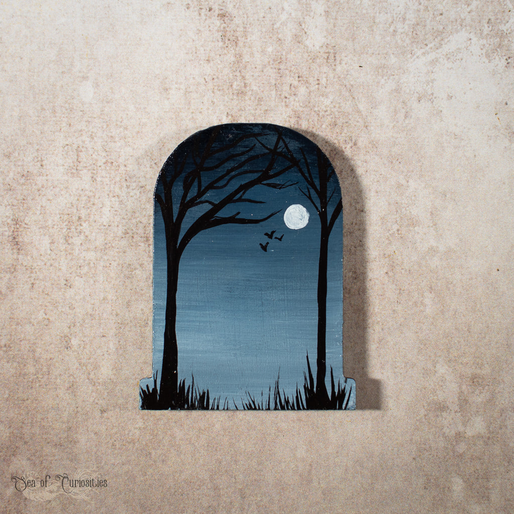 Night Flight -  Gothic hand painted tombstone Magnet