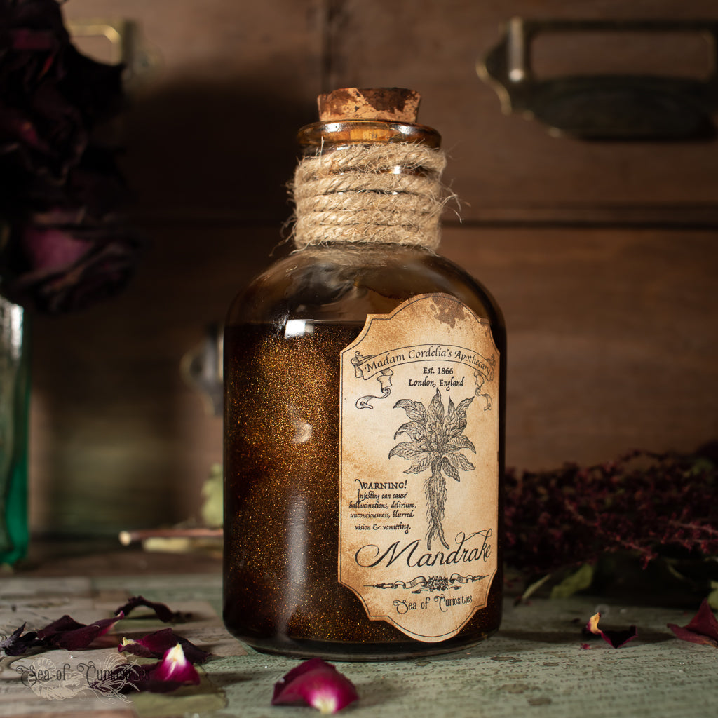 Mandrake Poisonous Plant collection - Halloween Apothecary/Potion Bottle