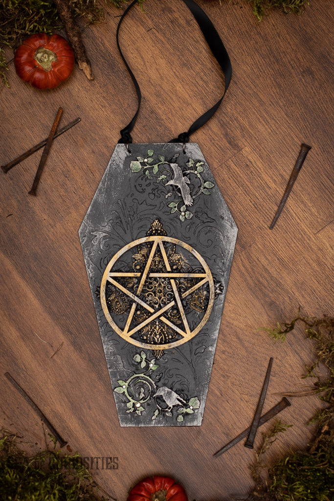Green Witch - Gothic Coffin Wall Plaque
